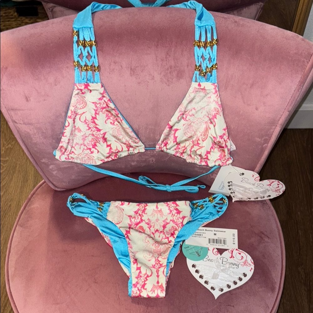NWT Beach Bunny Damascus bikini set! S:top M:bottom - Picture 3 of 5